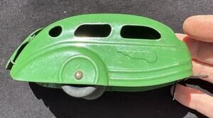 Vtg Wyandotte Airflow Camper Steel Green Trailer Chrysler DeSoto 1930's -TO14